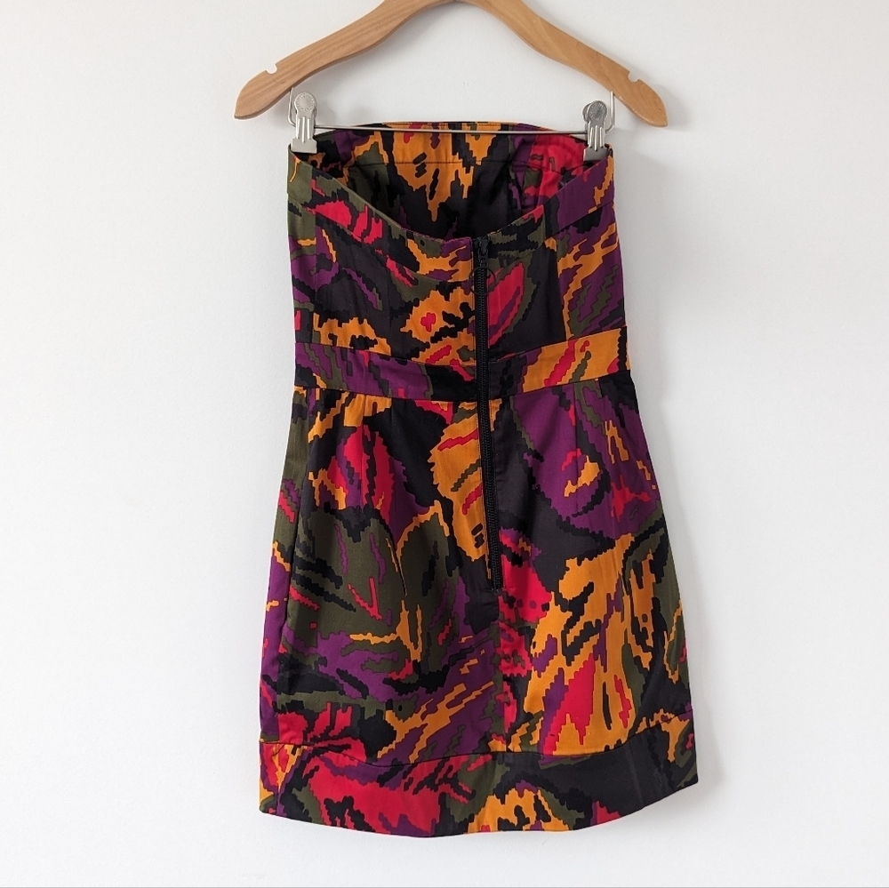 French Connection Bold Abstract Print Midi Dress, Women's Size 4 Strapless